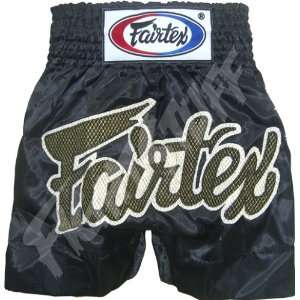 Fairtex Black Satin with Mesh and Laces Muay Thai Shorts   Size XL 