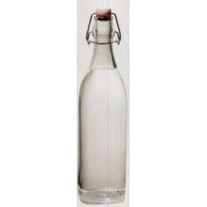  Square Swing Top Clear Italian Glass Bottle 34 Ounce 