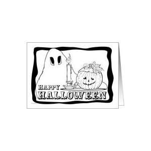  Halloween Pumpkin and Ghost Coloring Book Greeting Card 