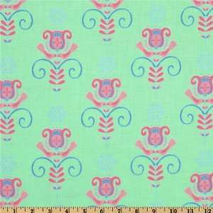   Wide Folk Heart Tulip Green Fabric By The Yard Arts, Crafts & Sewing