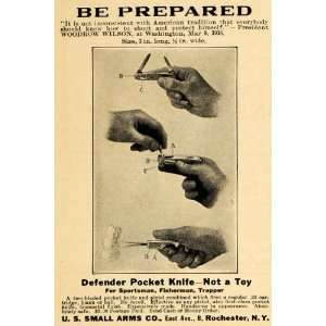  1917 Ad U. S. Small Arms Defender Pocket Knife Pistol 