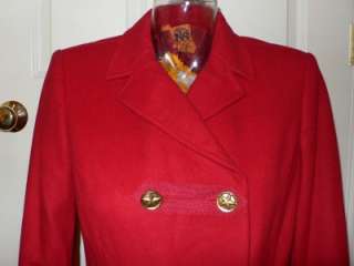 Tory Burch Lipstick Red Callum Wool Pea Coat Jacket $495 NWT 8  