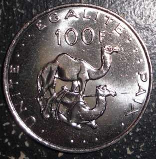 Djibouti 100 francs Camels animal wildlife coin  