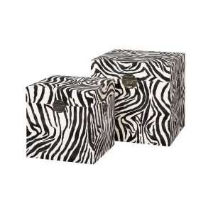   Zebra Print Leather N Wood Chest Trunks 