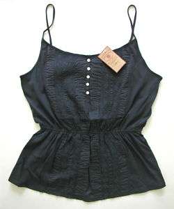 New $49 Lucky Brand Navy Lace & Pintuck Cami Womens L  