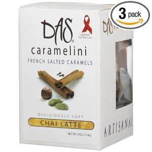 Das Caramelini French Salted Caramels, Chai Latte, 4 Ounce Boxes (Pack 
