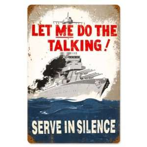 Serve In Silence Allied Military Vintage Metal Sign   Garage Art Signs