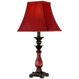  Antique Red and Dark Bronze Candlestick Table Lamp