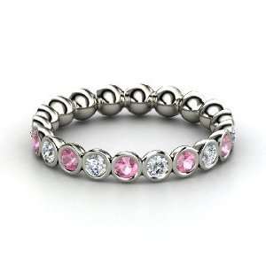   Eternity Band, Platinum Ring with Diamond & Pink Tourmaline Jewelry
