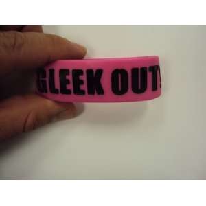  1 Inch Rubber Wristband Gleek Out  Pink & Black Writing 