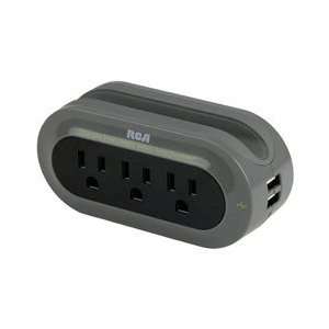 RCA Travel Charging Station/Surge Protector w/Device Cradle&2 USB 
