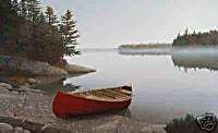 John KALTENHAUSER Red Canoe Mist MUSKOKA Giclee Canvas  