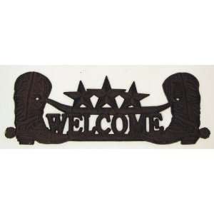  Cast Iron Welcome Boots Welcome Sign Patio, Lawn & Garden