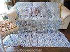   Blue& White Crochet Bedspread Tablecloth Blanket Canopy Throw 76x96