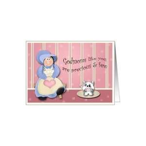  Little Amish Girl & Cat God Mom Thinking of You Card Card 