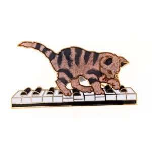  Cat on a piano brooch or pin Jewelry