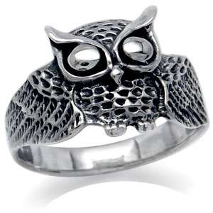 Wise Owl 925 Sterling Silver Ring Size 5,6,7,8,9,10  