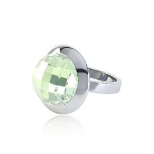  Stardust 9.5Ct Green Amethyst Checkerboard Cut Silver Ring 