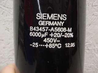 Siemens/S+M B43457 A5608 M Capacitor 6000uF 450V +20/ 20%  