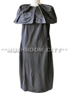 Gorgeous Lanvin 07 Higer Caped Black Pure Wool Dress 40  