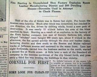 GREAT SALEM FIRE OF 1914 Massachusetts MA Old Newspaper  