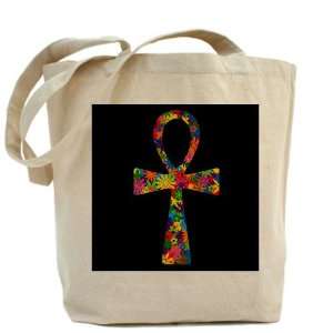  Tote Bag Ankh Flowers 60s Colors 