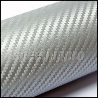 roll 12 x 60 3d twill weave carbon fiber vinyl sheet silver color 