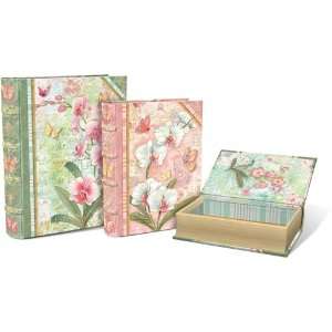  Punch Studio Orchid Tapestry Nesting Book Boxes Set of 3 