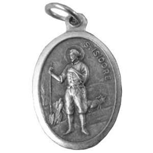  St. Isidore Medal 20 Steel Chain Jewelry