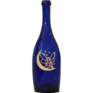  Cobalt Blue Curvy Incense Bottle Burner with Moon Fairy 