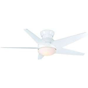  Low Profile Five Blade 52 Inch Flush Mount Ceiling Fan   Light and Bla