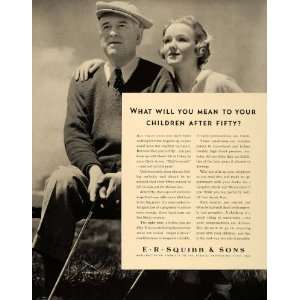  1938 Ad Squibb & Sons Pharmaceuticals Dad Daughter Golf 