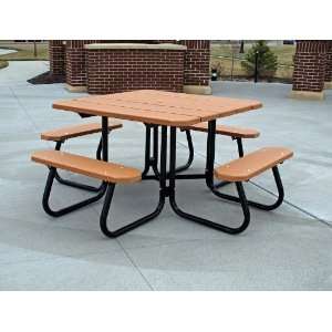  Square Picnic Table with Slats and Frame Patio, Lawn 