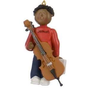  Personalized Ethnic Cello Player   Male Christmas Ornament 