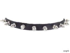SPIKED CHOKER   LEATHER   1/2 SPIKE   1/2 COLLAR  