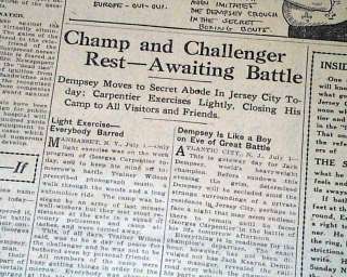 JACK DEMPSEY vs Georges Carpentier Heavyweight BOXING Title 1921 Old 