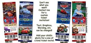 Custom Disney Cars Photo Invitation Ticket  
