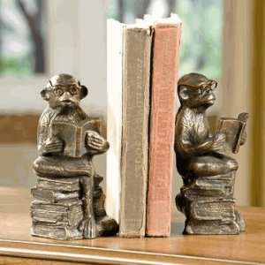  Spi Cast Iron Reading Monkey Bookends