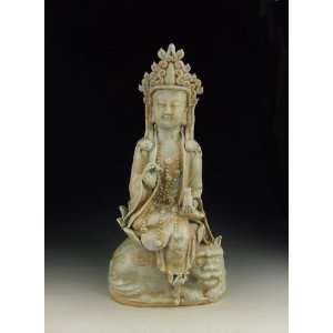  One Jingdezhen Kiln Qingbai Glaze Porcelain Kuanyin Buddha 