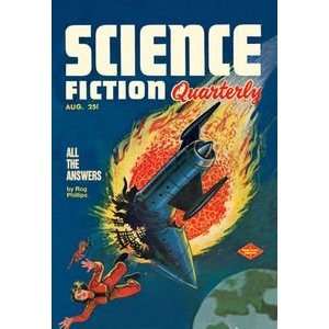 Science Fiction Quarterly Comet Crashes into Rocket   Paper Poster 