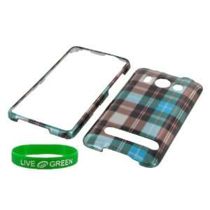  Blue Check Design Snap On Hard Case for HTC EVO 4G Phone 