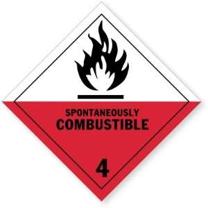  Spontaneously Combustible Coated Paper Label, 4 x 4 