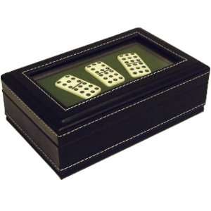  Double Nine Domino Set in Black Leather Display Case