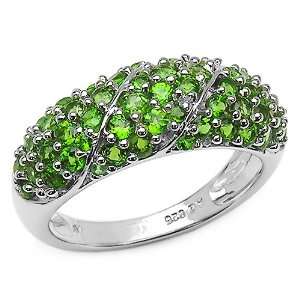  1.80 Carat Genuine Chrome Diopside Sterling Silver Ring 