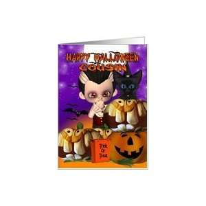  Cousin Halloween vampire cat pumpkin jack o lantern Card 