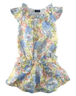 Ralph Lauren Childrenswear Girls Floral Chiffon Ruffle Dress Sz 4T 