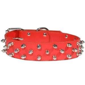  Designer Dog Collar   Triple Spike Collar   Red   Large 