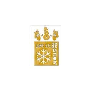 Night Media Brass Template W/Charms LET IT SNOW For Scrapbooking, Card 