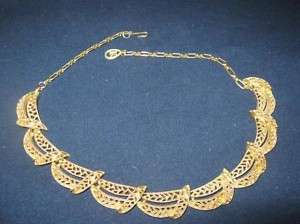 Vintage Goldtone Cathe Jewels Necklaace Chocker Openwk  