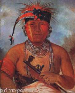 INDIAN HE WHO EXCHANGES PIPE CATLIN REPRO PAPER CANVAS  